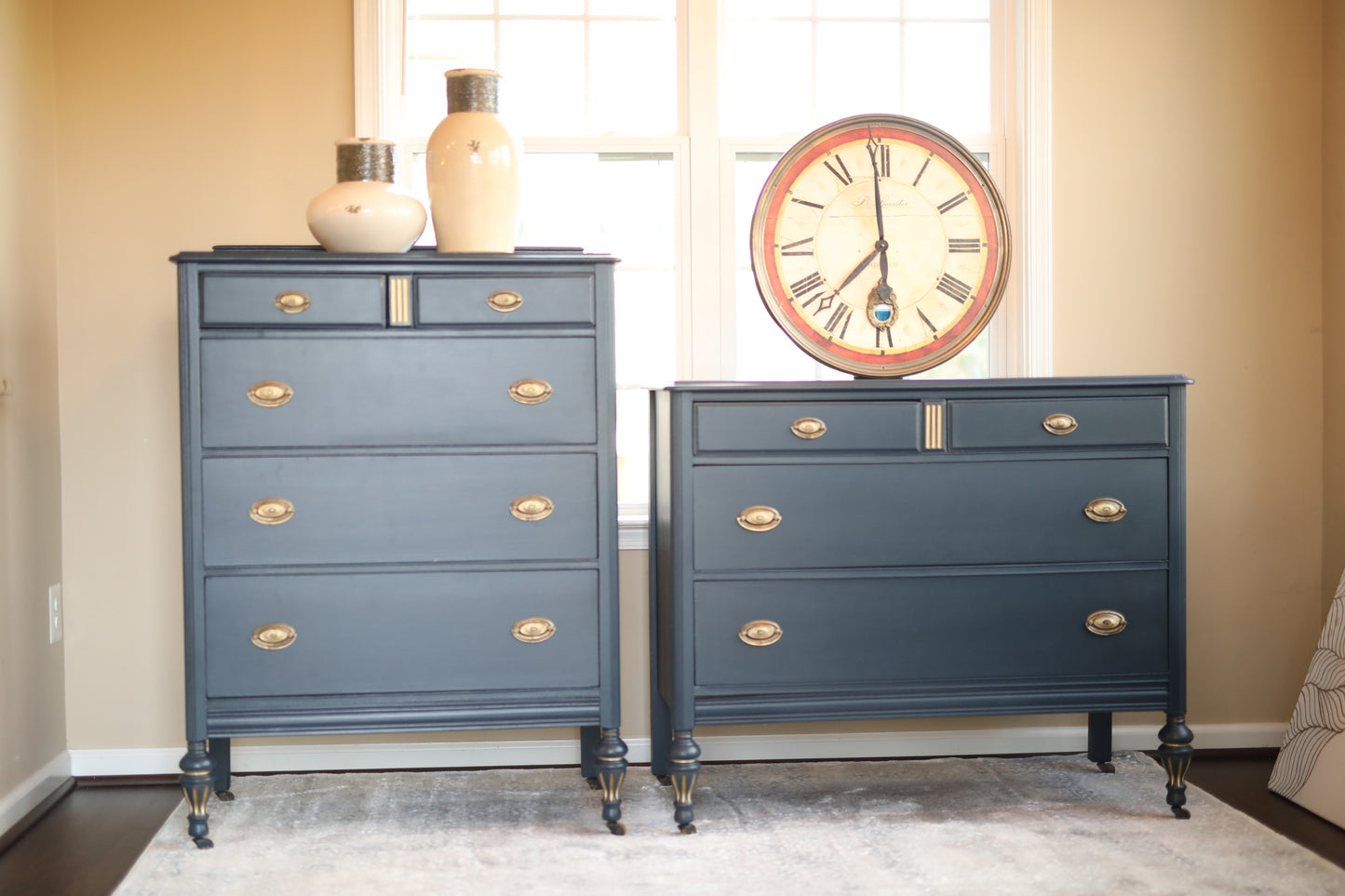 Dark navy dresser set