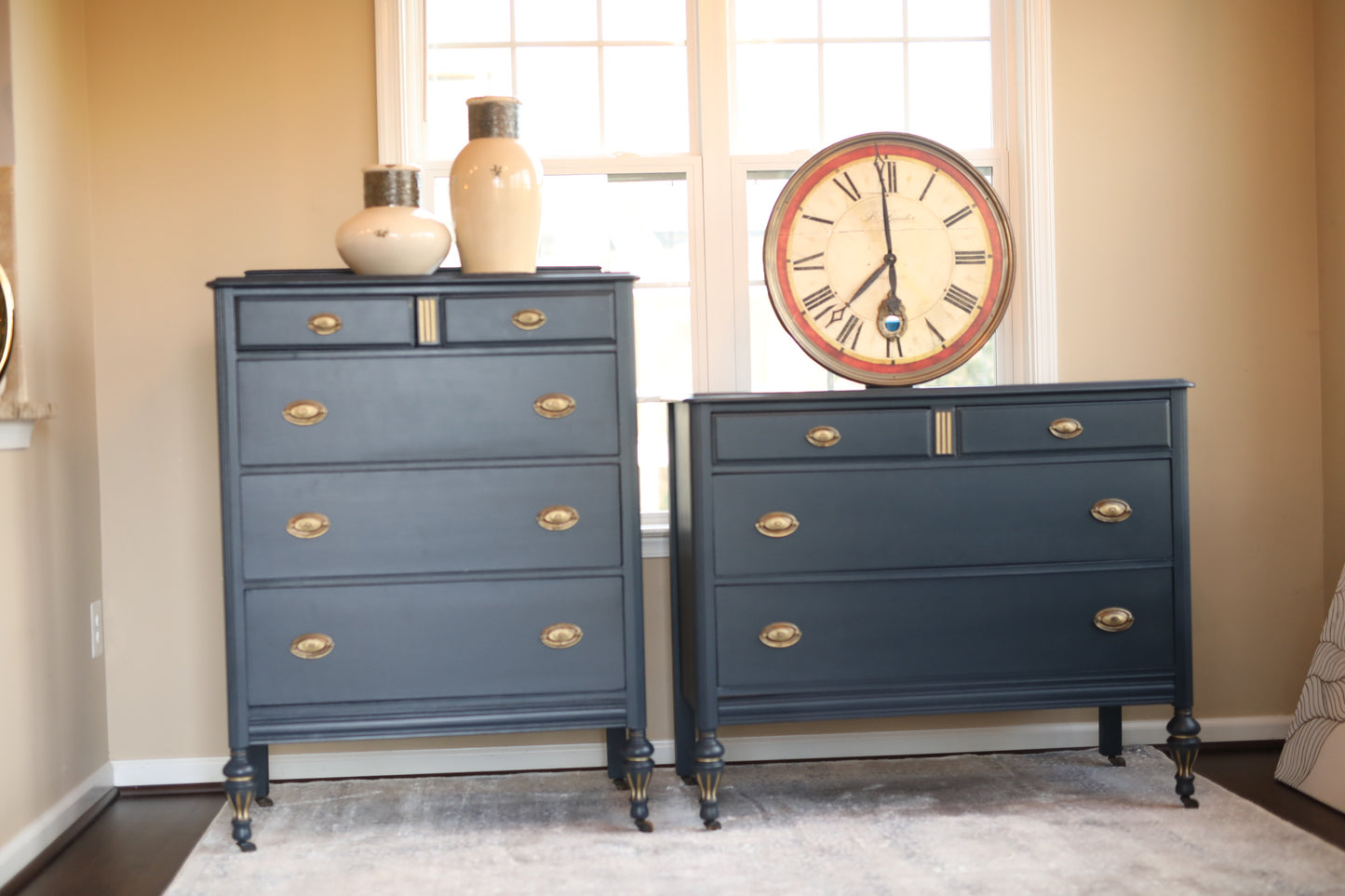 Dark navy dresser set