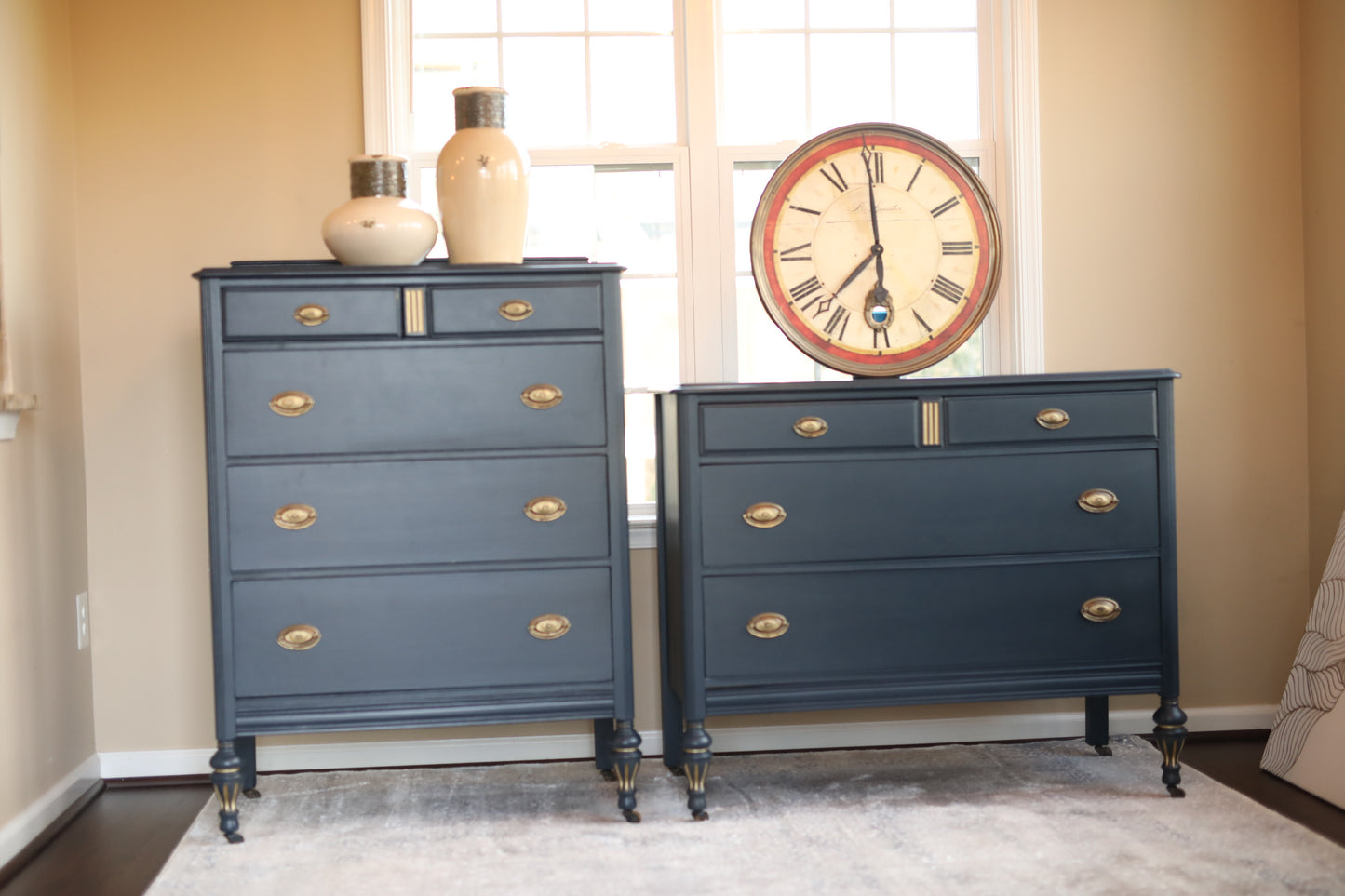 Dark navy dresser set