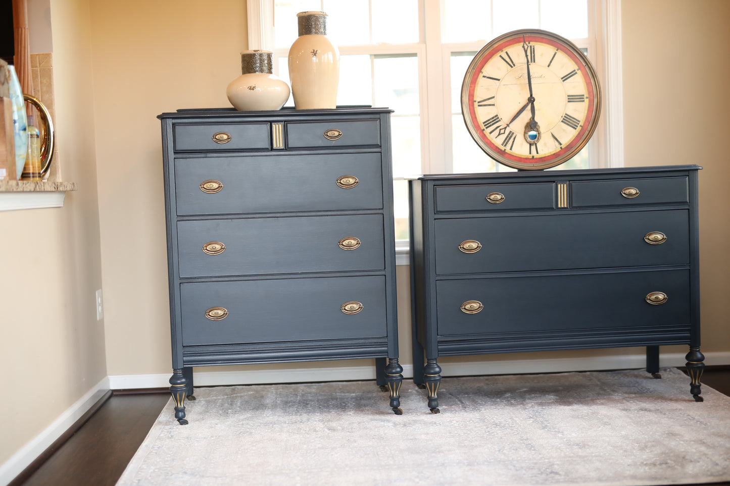 Dark navy dresser set