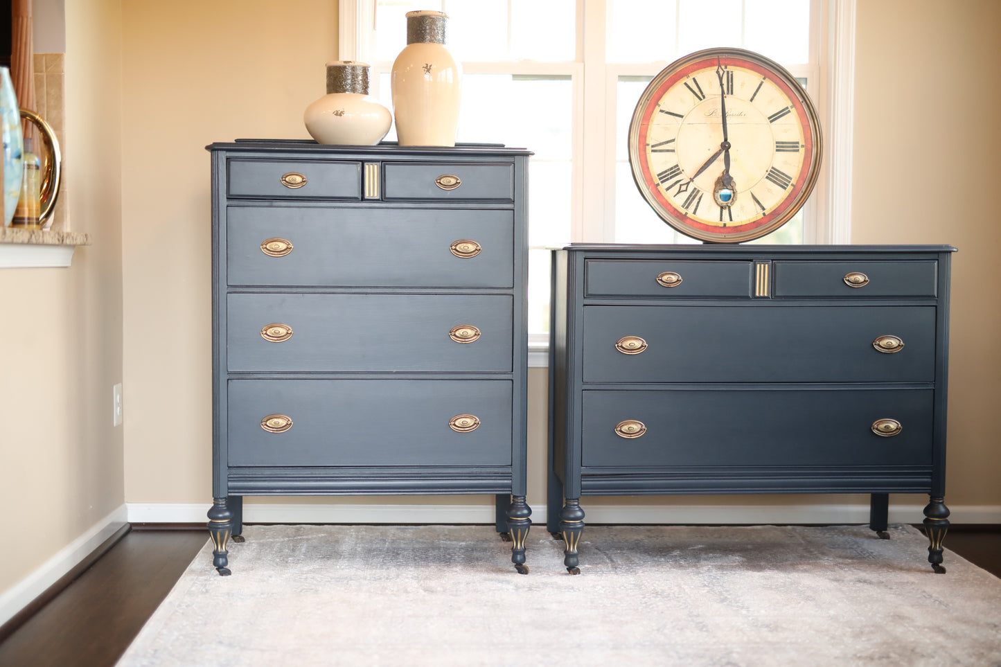 Dark navy dresser set