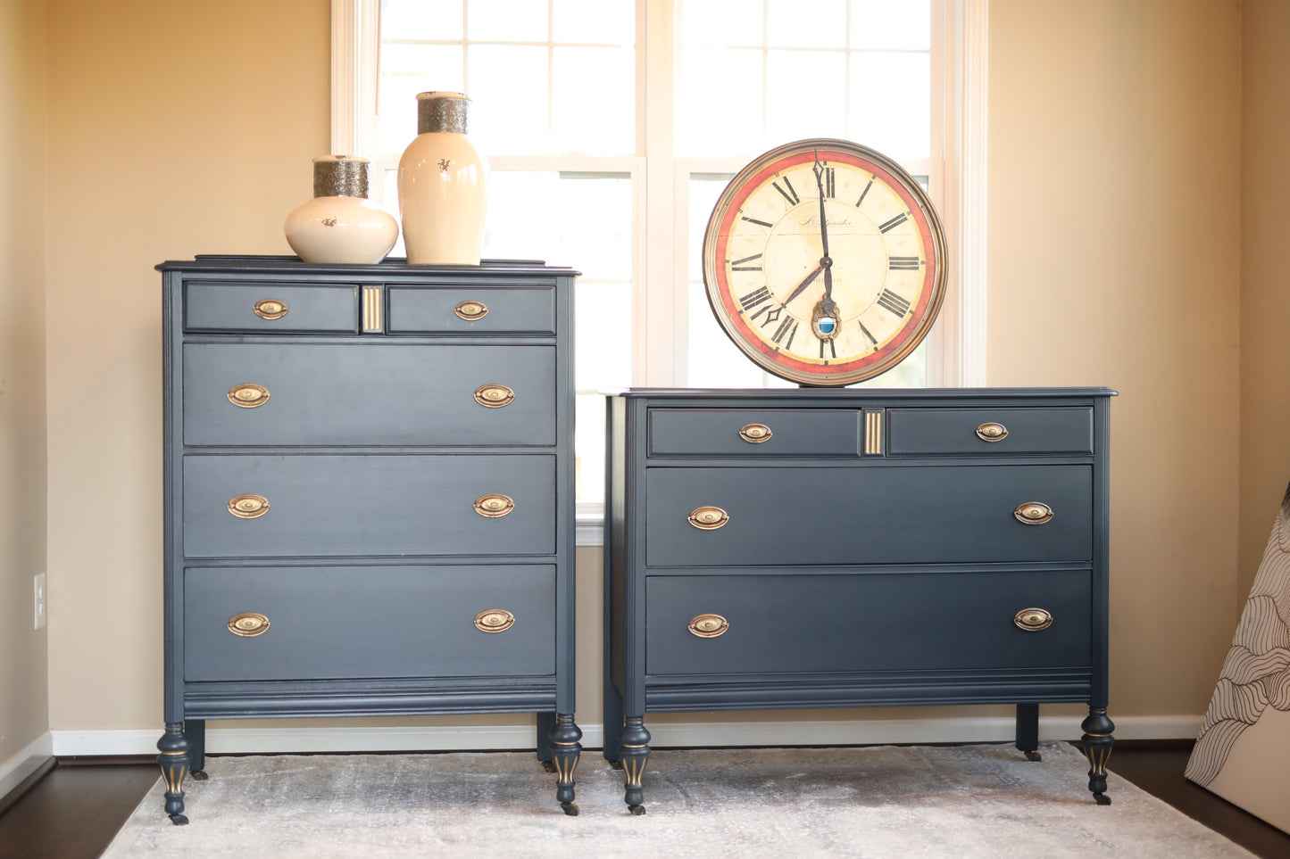 Dark navy dresser set