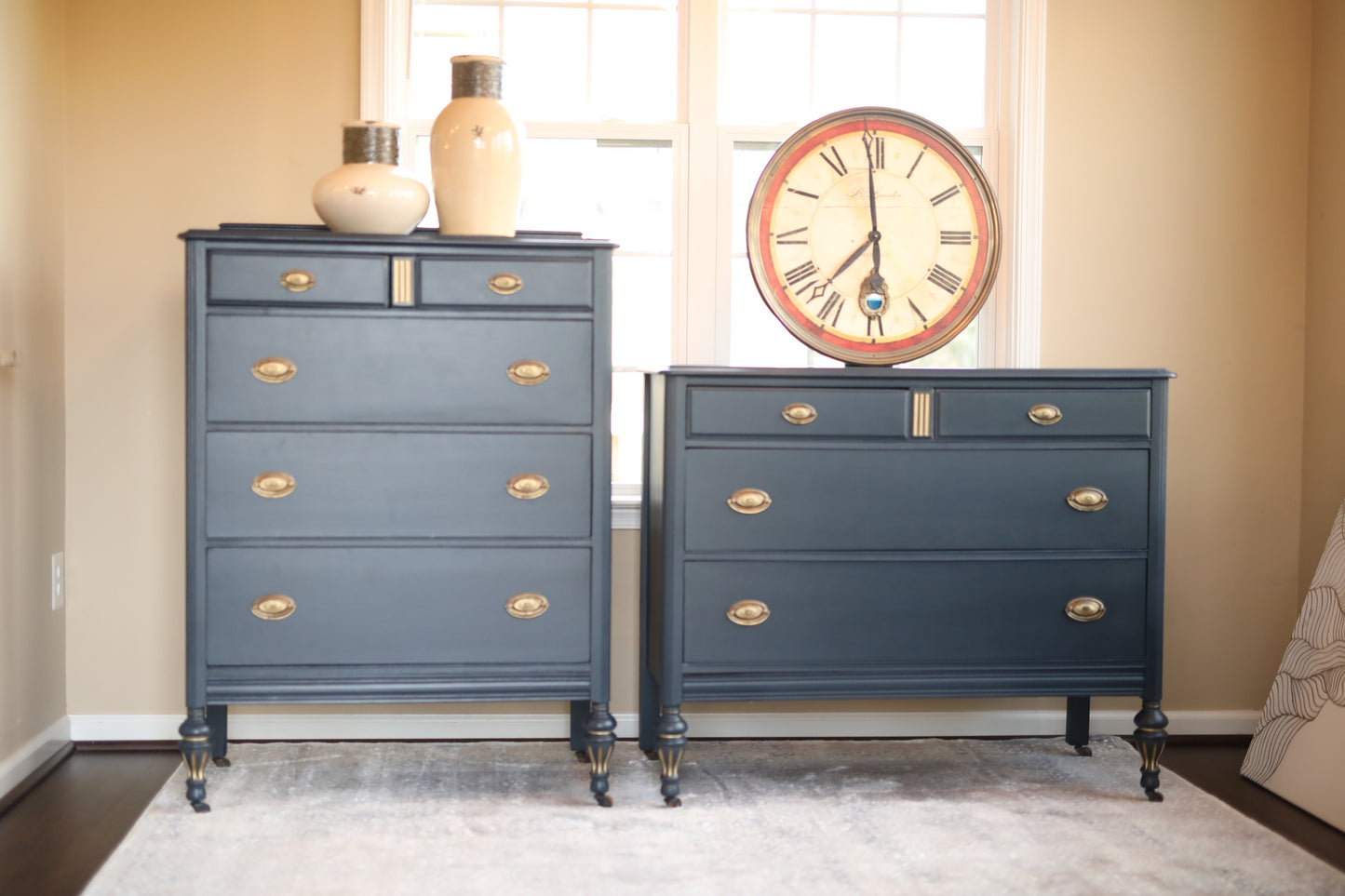 Dark navy dresser set