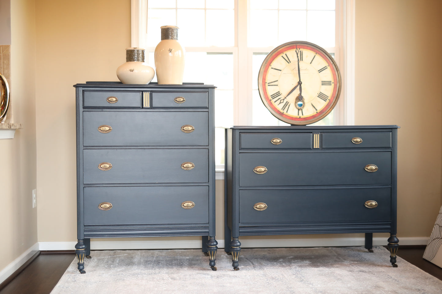 Dark navy dresser set