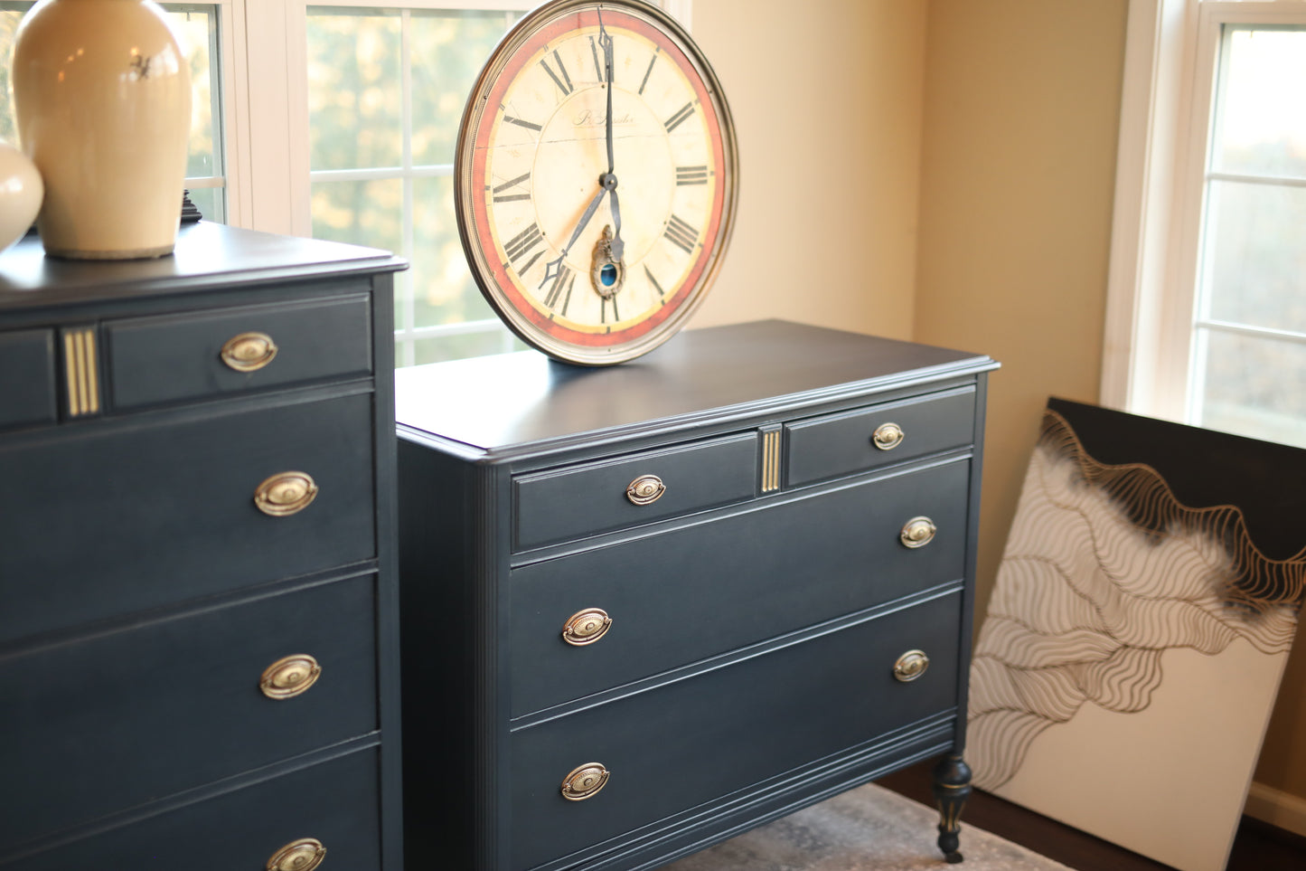 Dark navy dresser set